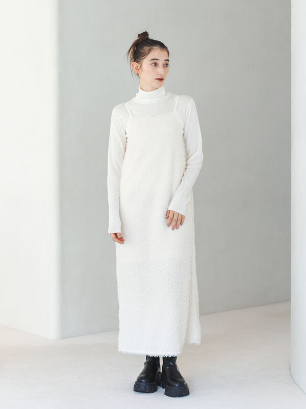 シャギーキャミワンピース（ブラック/キナリ）｜sō4ū（ソウフォーユー）通販