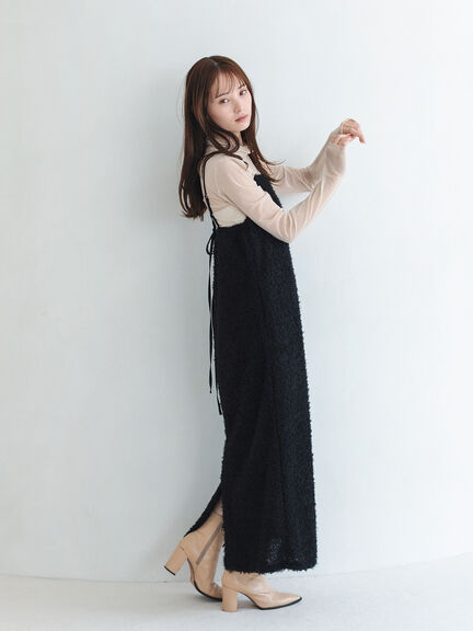 シャギーキャミワンピース（ブラック/キナリ）｜sō4ū（ソウフォーユー）通販