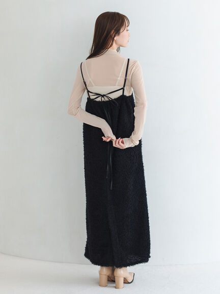 シャギーキャミワンピース（ブラック/キナリ）｜sō4ū（ソウフォーユー）通販