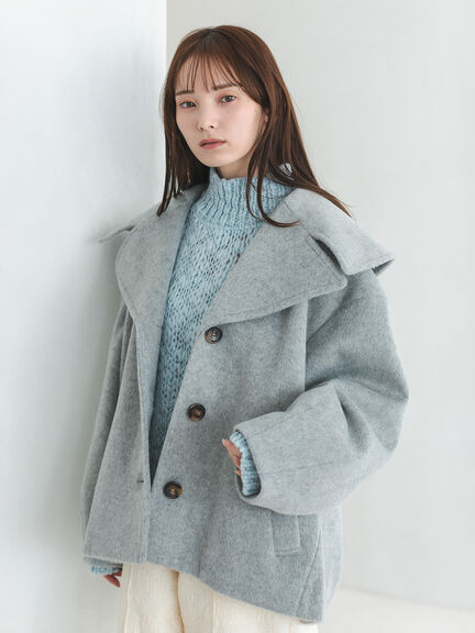 ビッグカラーショートコート（グレー/ベージュ）｜sō4ū（ソウフォーユー）通販