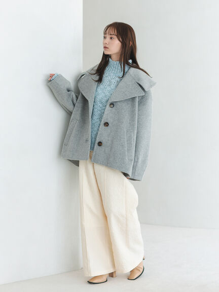 ビッグカラーショートコート（グレー/ベージュ）｜sō4ū（ソウフォーユー）通販