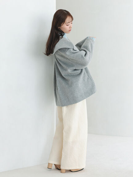 ビッグカラーショートコート（グレー/ベージュ）｜sō4ū（ソウフォーユー）通販
