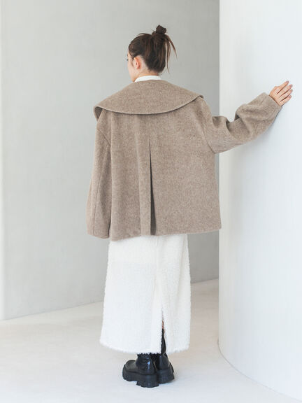 ビッグカラーショートコート（グレー/ベージュ）｜sō4ū（ソウフォーユー）通販