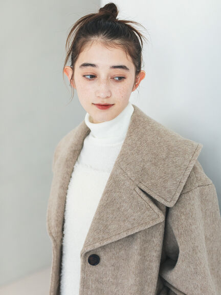 ビッグカラーショートコート（グレー/ベージュ）｜sō4ū（ソウフォーユー）通販