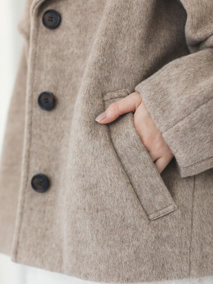 ビッグカラーショートコート（グレー/ベージュ）｜sō4ū（ソウフォーユー）通販