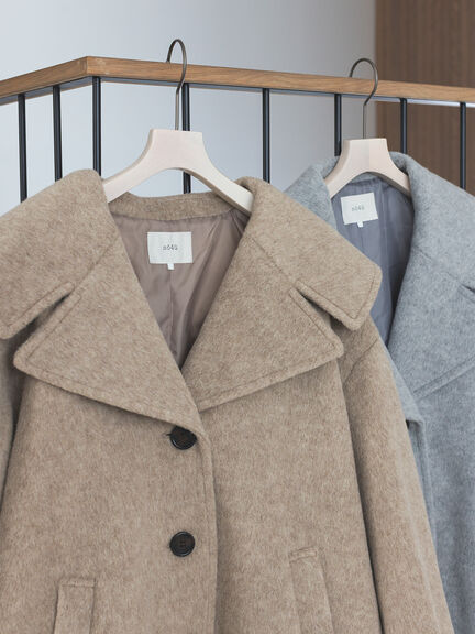 ビッグカラーショートコート（グレー/ベージュ）｜sō4ū（ソウフォーユー）通販