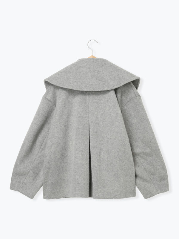 ビッグカラーショートコート（グレー/ベージュ/アウター/コート