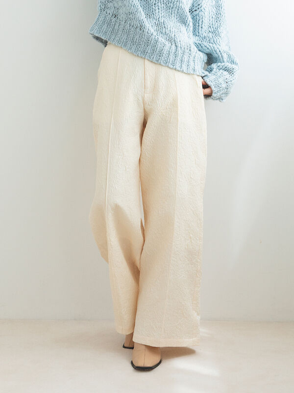 ふくれジャカードパンツ（チャコールグレー/キナリ）｜sō4ū（ソウフォーユー）通販