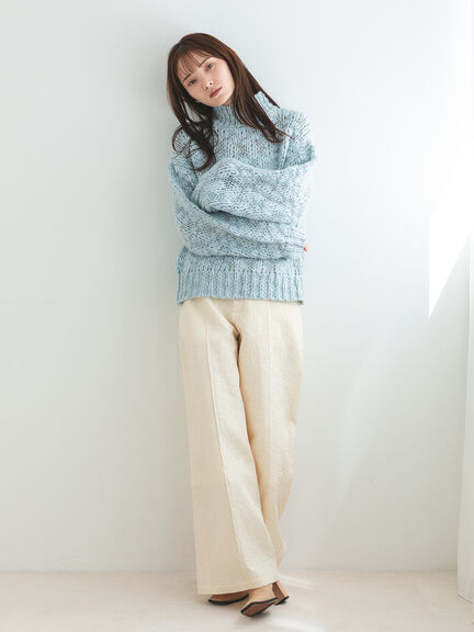 ふくれジャカードパンツ（チャコールグレー/キナリ）｜sō4ū（ソウフォーユー）通販