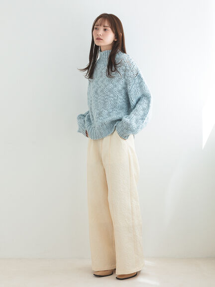 ふくれジャカードパンツ（チャコールグレー/キナリ）｜sō4ū（ソウフォーユー）通販