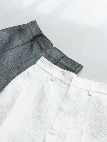 ふくれジャカードパンツ（チャコールグレー/キナリ）｜sō4ū（ソウフォーユー）通販
