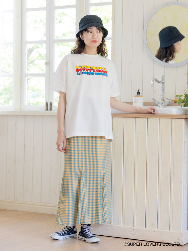 セール】 【LOVERS HOUSEコラボ】三段ロゴTシャツ（オフホワイト