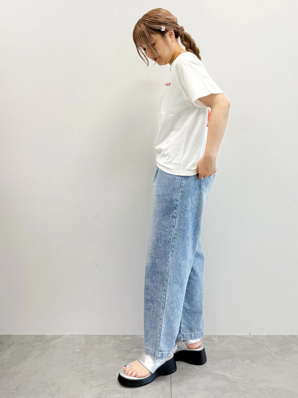 ショッパー柄 バックプリントTシャツ（ピンク/レッド/パープル