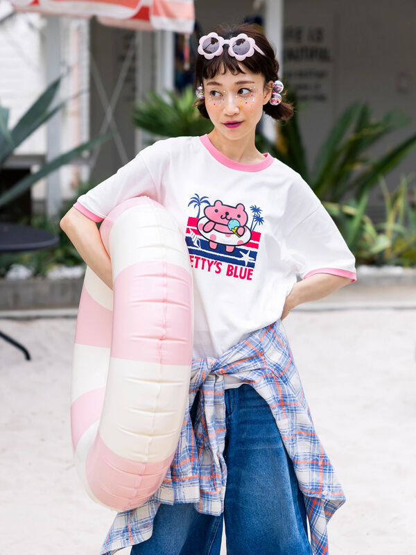 セール】 エイミーちゃんリンガーTシャツ（オフホワイト