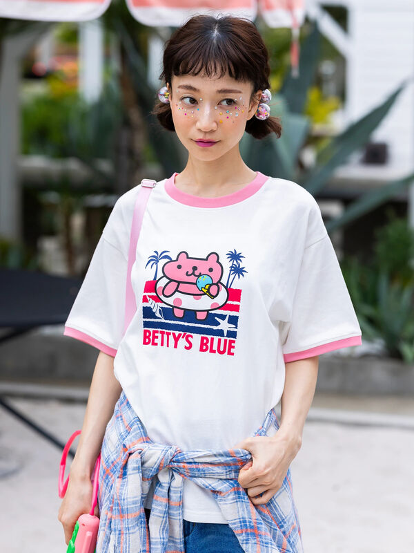 セール】 エイミーちゃんリンガーTシャツ（オフホワイト/トップス/T