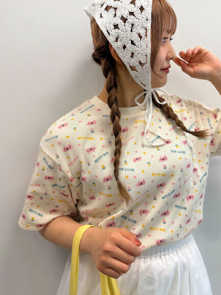 エイミーちゃん総柄プリント ワッフルT（クリーム）｜BETTY'S BLUE（ベティーズブルー）通販