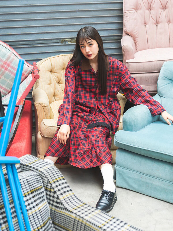 セール】 BETTY'S BLUE チェック柄スカート（レッド/ネイビー/ボトムス