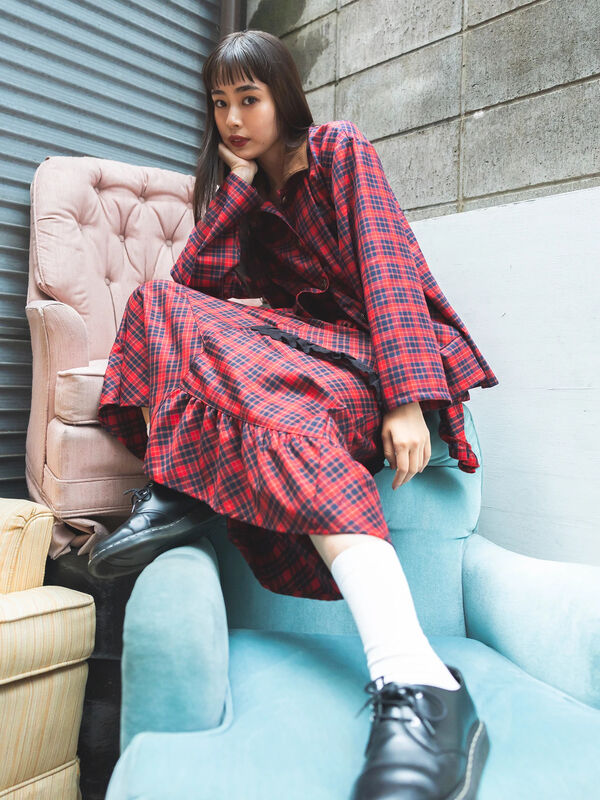 セール】 BETTY'S BLUE チェック柄スカート（レッド/ネイビー/ボトムス