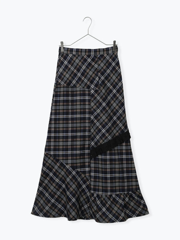 紺チェックスカート　正規品　新品未使用 制服スカート 紺×サックスチェック 大きいサイズ W75/80/85 丈48(ひざ