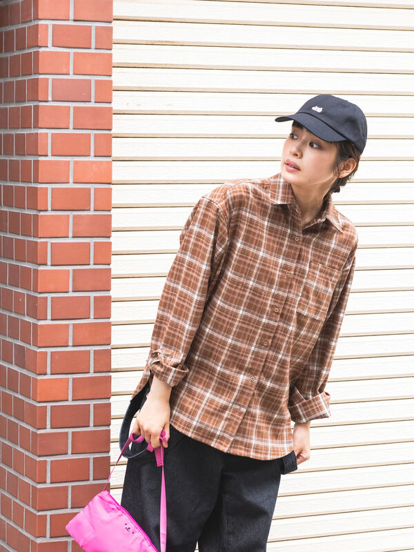 セール】 エイミーちゃん チェックシャツ（ダークブラウン/キャメル