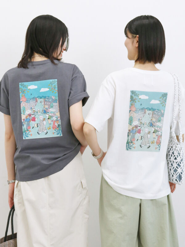 【60周年アニバーサリー】バックプリントT オールキャラクターズ（オフホワイト/チャコールグレー）｜CAN 60th Anniversary items（キャン60thアニバーサリーアイテム）通販