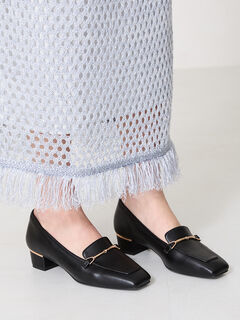 フィーページ セール】 メタリックラインビットヒールローファー（グレー