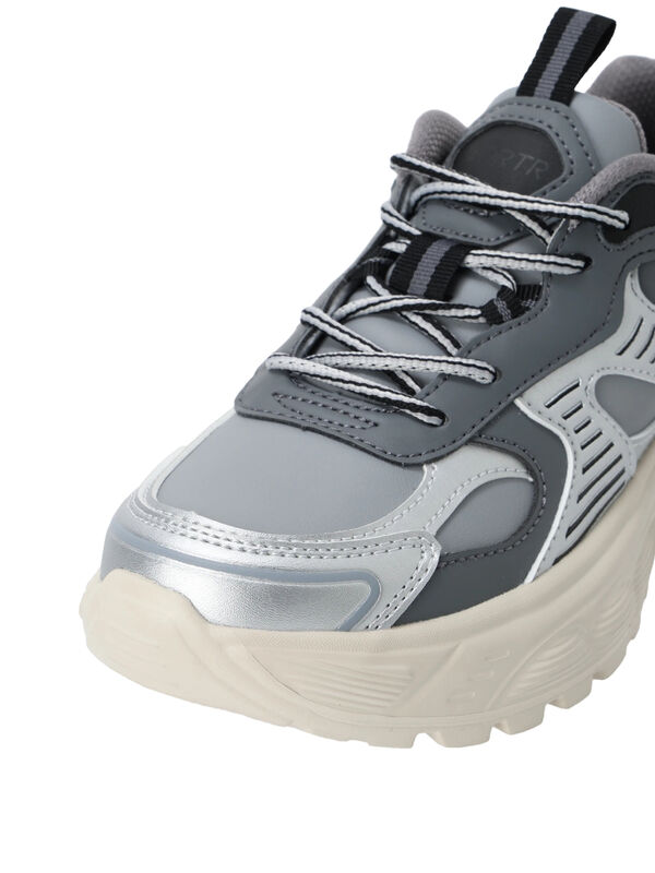 セール】 配色パーツダッドスニーカー（シルバー/ブラック