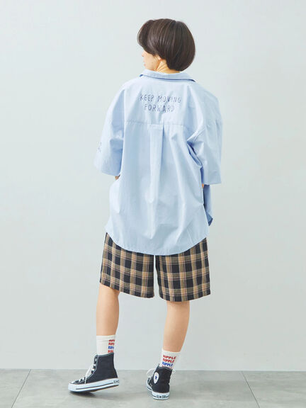 ロゴ刺繍入りオーバーシャツ（ベージュ/カーキ/ブルー/クリーム）｜SM2（エスエムツー）通販