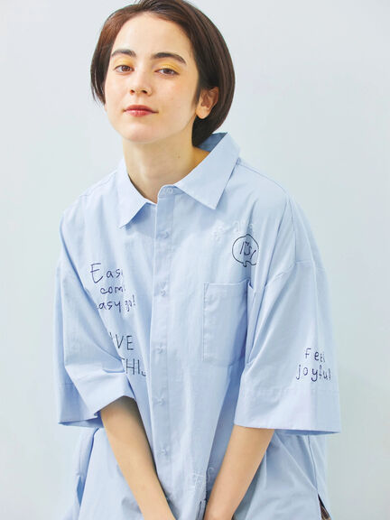 ロゴ刺繍入りオーバーシャツ（ベージュ/カーキ/ブルー/クリーム）｜SM2（エスエムツー）通販