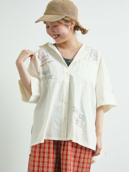 ロゴ刺繍入りオーバーシャツ（ベージュ/カーキ/ブルー/クリーム）｜SM2（エスエムツー）通販