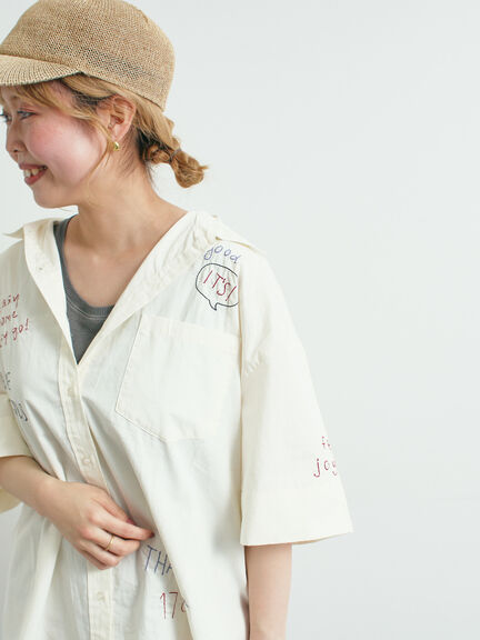 ロゴ刺繍入りオーバーシャツ（ベージュ/カーキ/ブルー/クリーム）｜SM2（エスエムツー）通販