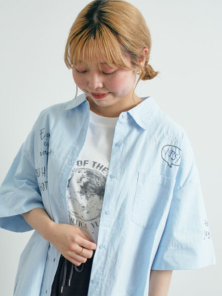 ロゴ刺繍入りオーバーシャツ（ベージュ/カーキ/ブルー/クリーム）｜SM2（エスエムツー）通販