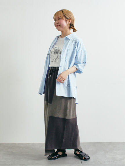 ロゴ刺繍入りオーバーシャツ（ベージュ/カーキ/ブルー/クリーム）｜SM2（エスエムツー）通販
