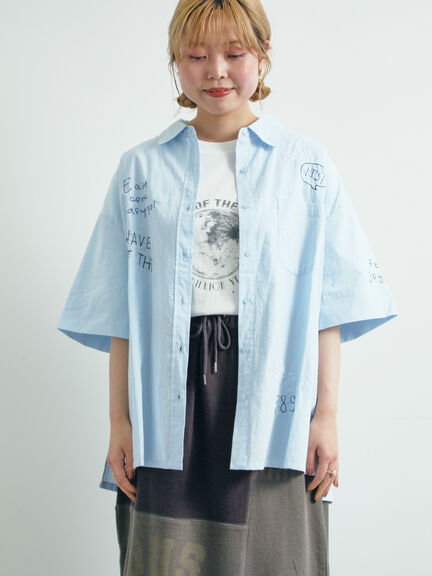 ロゴ刺繍入りオーバーシャツ（ベージュ/カーキ/ブルー/クリーム）｜SM2（エスエムツー）通販