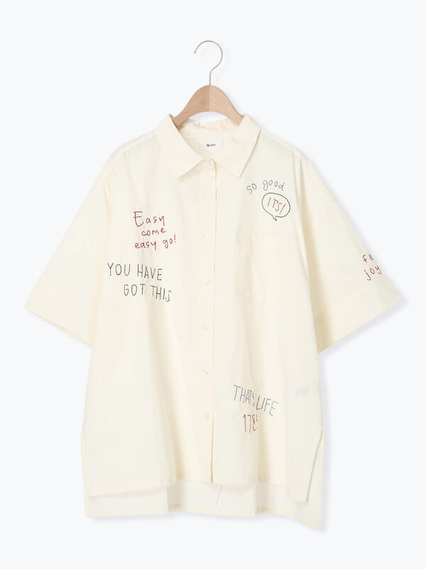 セール】 ロゴ刺繍入りオーバーシャツ（ベージュ/カーキ/ブルー