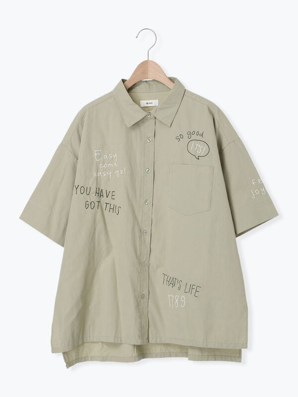 セール】 ロゴ刺繍入りオーバーシャツ（ベージュ/カーキ/ブルー