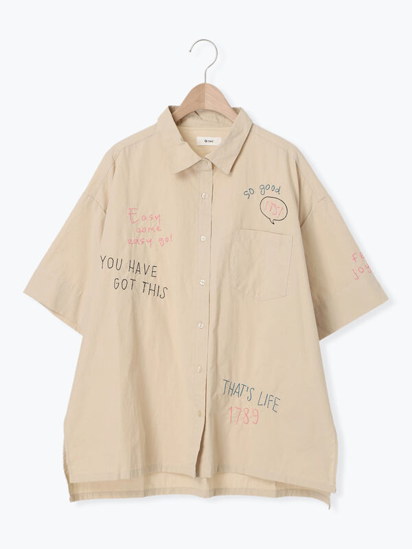 セール】 ロゴ刺繍入りオーバーシャツ（ベージュ/カーキ/ブルー