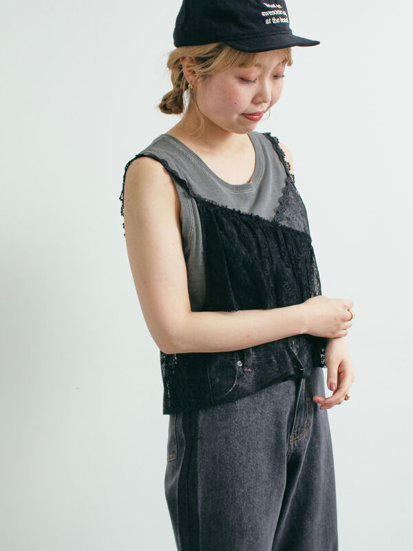 セール】 ピグメント加工カップ付ノースリーブ（オフホワイト