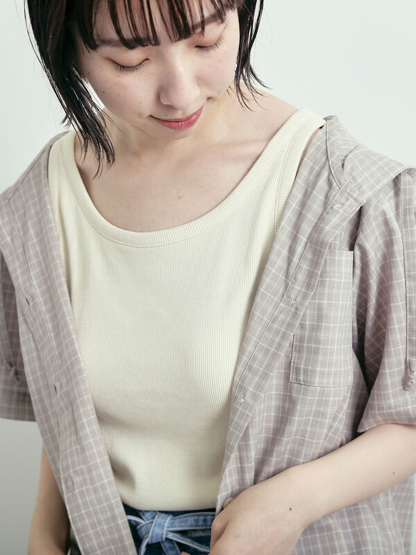 セール】 ピグメント加工カップ付タンクトップ（レッド/ブラウン