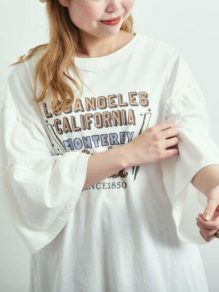 ピグメント加工ギャザーティアードスリーブTシャツ（オフホワイト/グレー/チャコールグレー/グリーン）｜SM2（エスエムツー）通販