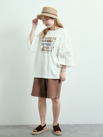 ピグメント加工ギャザーティアードスリーブTシャツ（オフホワイト/グレー/チャコールグレー/グリーン）｜SM2（エスエムツー）通販