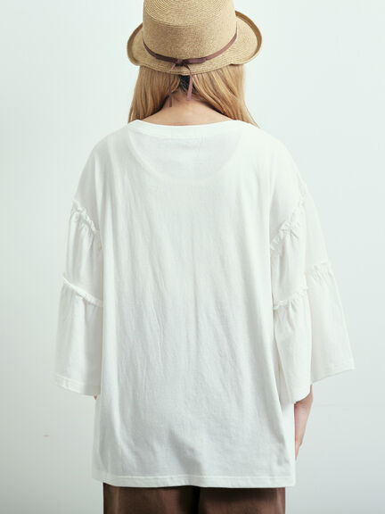 ピグメント加工ギャザーティアードスリーブTシャツ（オフホワイト/グレー/チャコールグレー/グリーン）｜SM2（エスエムツー）通販