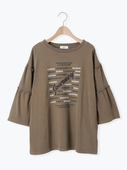 ピグメント加工ギャザーティアードスリーブTシャツ（オフホワイト/グレー/チャコールグレー/グリーン）｜SM2（エスエムツー）通販