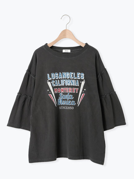 ピグメント加工ギャザーティアードスリーブTシャツ（オフホワイト/グレー/チャコールグレー/グリーン）｜SM2（エスエムツー）通販