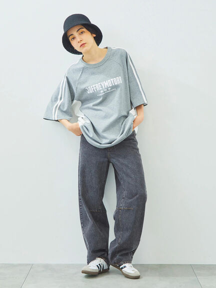 配色ラインロゴプリントオーバーTシャツ（グレー/ベージュ/ネイビー/クリーム）｜SM2（エスエムツー）通販