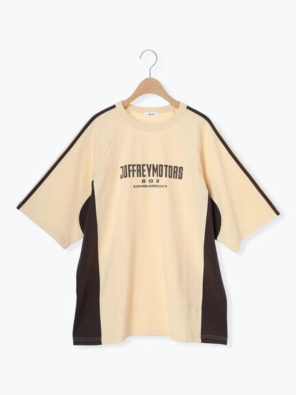 配色ラインロゴプリントオーバーTシャツ（グレー/ベージュ/ネイビー/クリーム）｜SM2（エスエムツー）通販