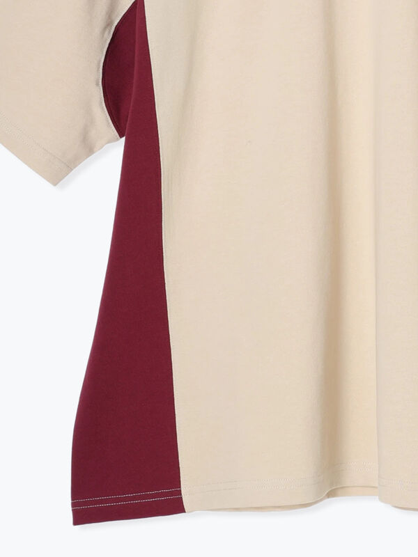 セール】 配色ラインロゴプリントオーバーTシャツ（グレー