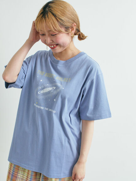 ギャラクシープリントTシャツ（オフホワイト/ブラック/ブルー）｜SM2（エスエムツー）通販