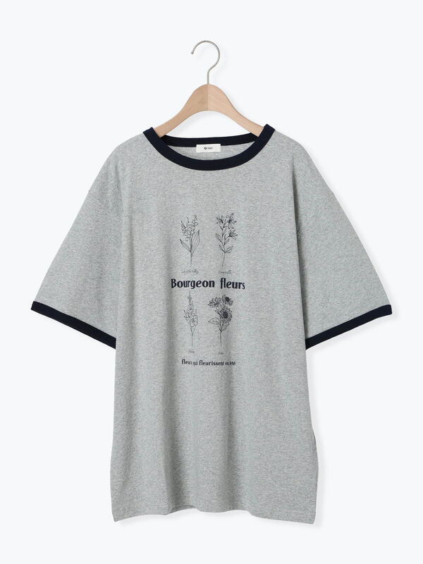 オーバーサイズリンガーTシャツ(グレー/レッド/ベージュ オーバーサイズリンガーTシャツ(グレー/レッド/ベージュ