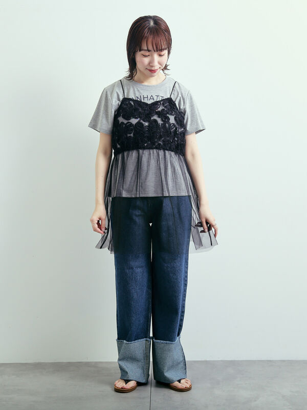 専用です⭐️ロールアップデニム セール】 デニムロールアップパンツ（サックスブルー/ネイビー